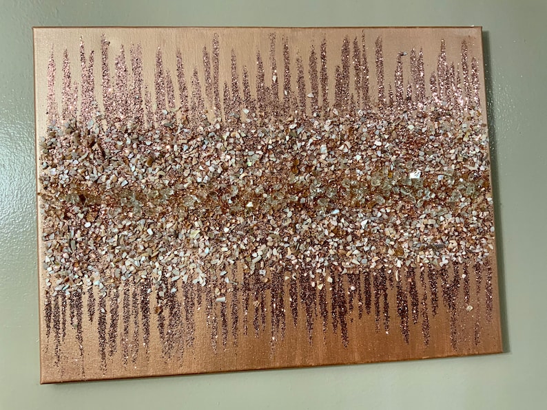 Picture of Rose Gold Glitter Painting, Rose Gold Glass Painting, Rose Gold Shell ...
