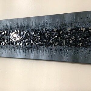 Black and Obsidian Glitter glass Painting, Black glass art, Black Decor, Glitter glass painting, glitter wall painting, Black art