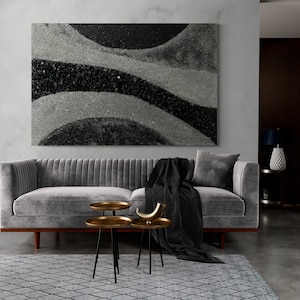 Black and Silver glitter glass painting, Black glass painting, Silver glass painting, Silver and Black abstract art, Abstract art
