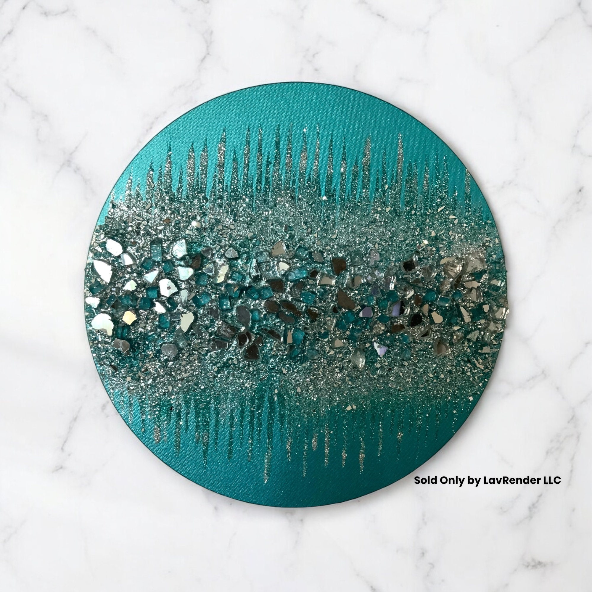 Peinture sur verre sarcelle pailletée, art du verre sarcelle scintillant, peinture sarcelle, peinture sarcelle scintillante, décoration sarcelle, art abstrait sarcelle, décoration sarcelle