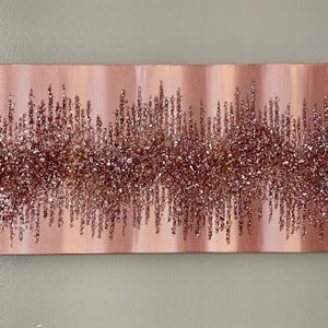 View of Rose Gold and Peach Glitter Painting, Rose Gold Glass Painting, Rose ...
