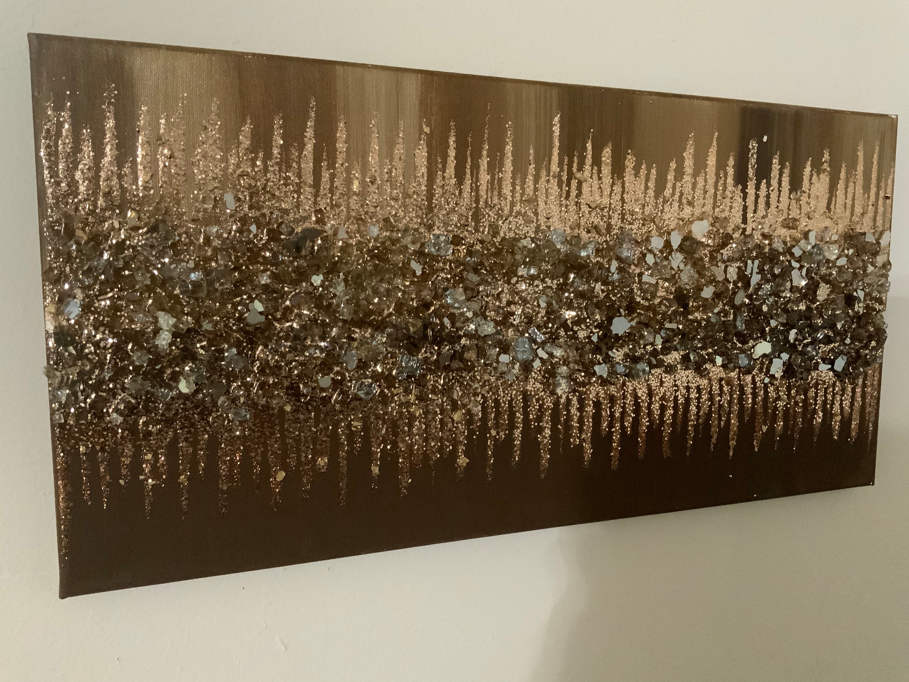 Brown Glitter Wall Painting, Brown Glitter Glass Painting, Brown Wall  Painting, Abstract Art, Wall Decor -  Denmark