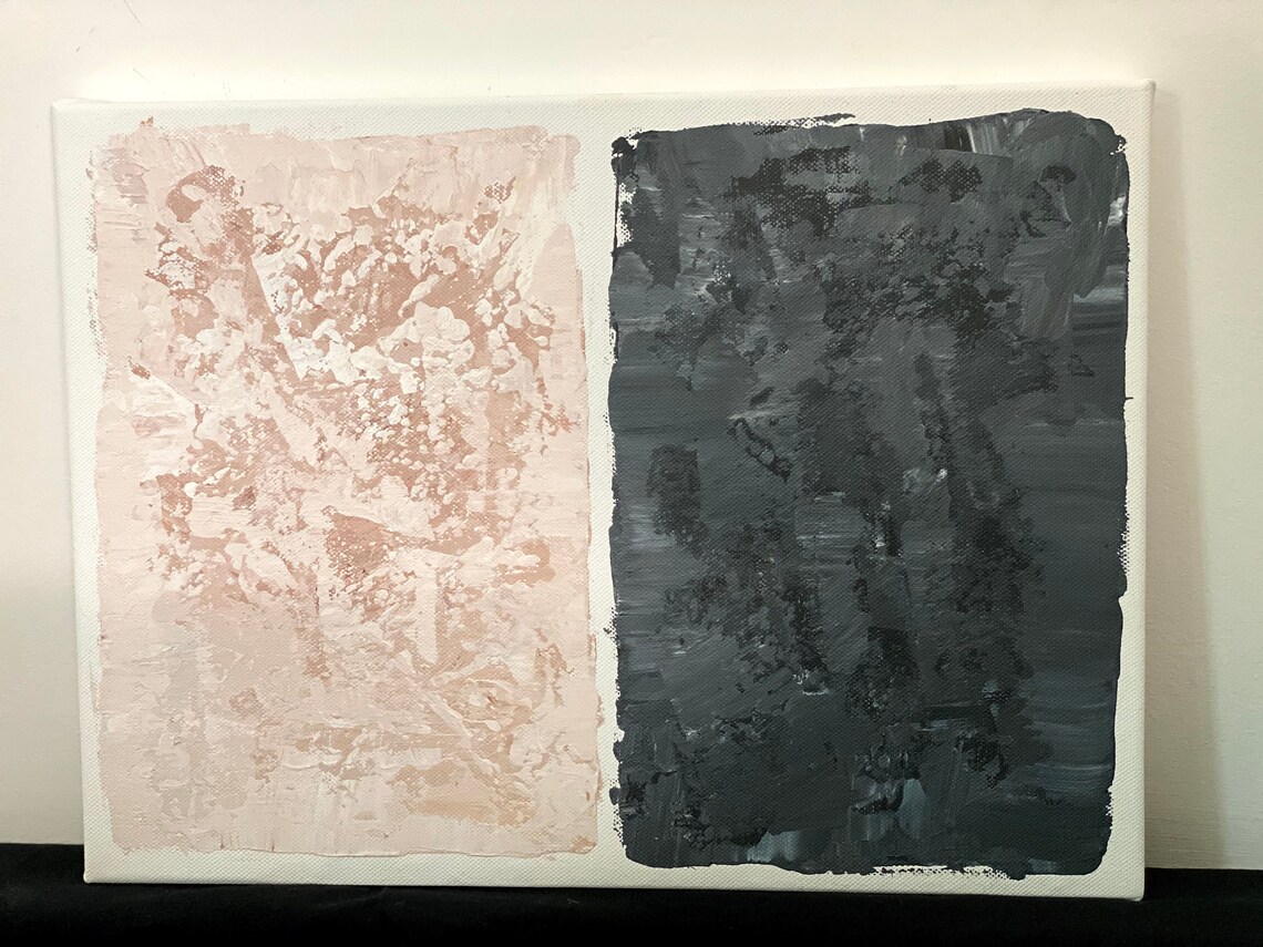 Medium Textured, Abstract Painting Cream & off Black Etsy