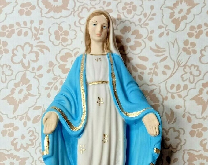 Miraculous Madonna statue cm 21 (8,26 inches) in hand-decorated resin marble of Italian artisan production