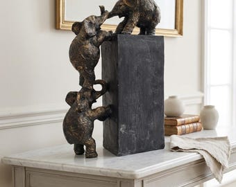 Classic sculpture All for One, One for All cm 38 (14.96 inches) in bronzed resin marble, handcrafted in Italy