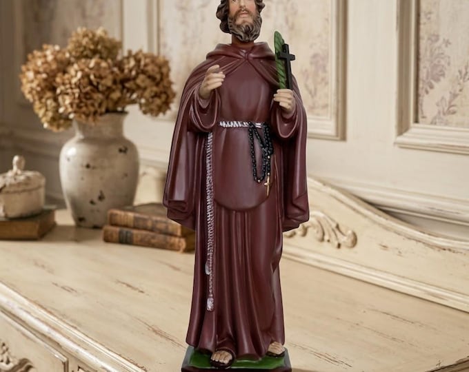Statue of San Ciro 55 cm (21.65 inches) in marble resin hand decorated, Italian artisan production