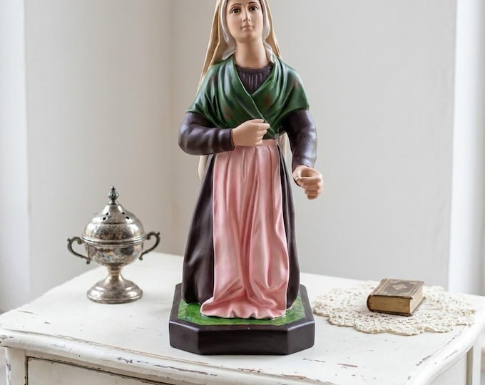 Statue of Saint Bernadette Soubirous 65 cm (25.59 inches) hand-decorated resin, painted or glass eyes, Italian artisan production
