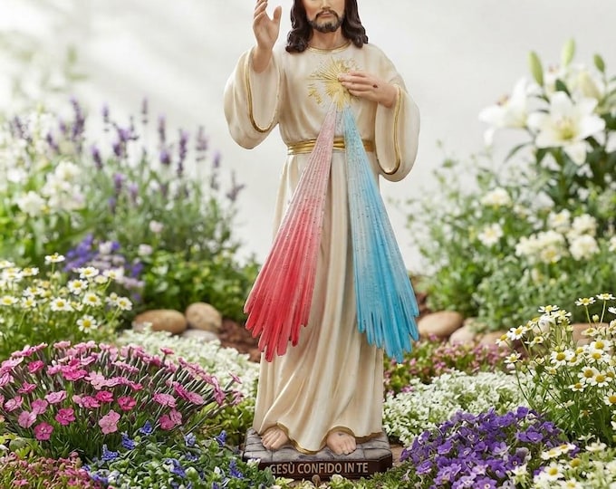 Statue of Merciful Jesus 60 cm (23.62 inches) in hand-decorated resin, painted or glass eyes, handcrafted in Italy