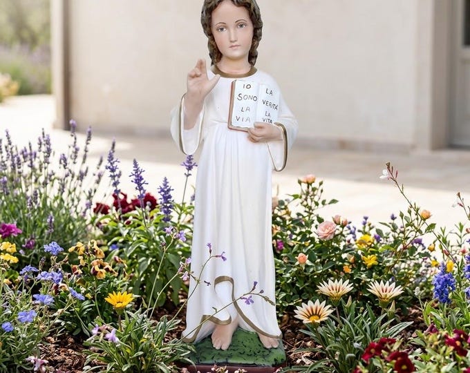 Statue of the Most Holy Name of Jesus 60 cm (23.62 inches) hand-decorated resin, painted or glass eyes, handcrafted in Italy