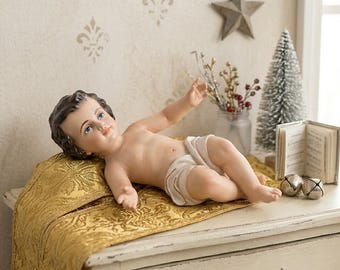 Baby Jesus statue in resin 27 cm (10.62 inches), finely hand-decorated, artisanal production, ideal for outdoor and indoor use