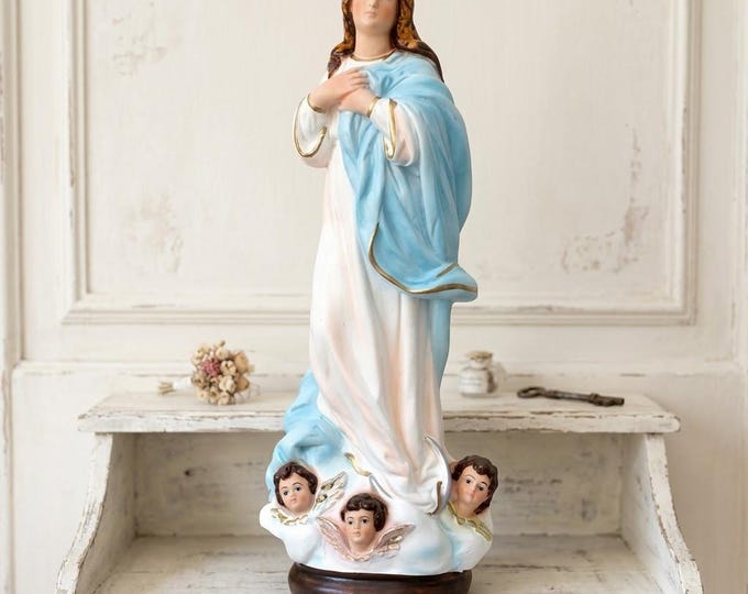 Statue of the Immaculate Conception Madonna 40 cm (15.74 inches) in hand-decorated resin, Italian artisan production
