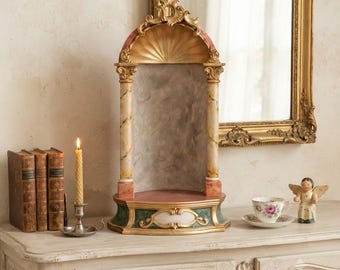 Statue niche, made of Valgardena wood, entirely hand-decorated, various sizes, Italian artisan production