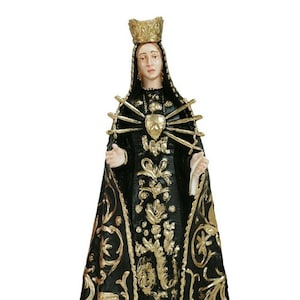 Statue of Our Lady of Sorrows cm 20 (7.87 inches) in marble resin decorated by hand, Italian artisan production