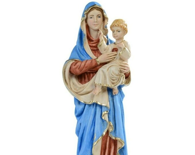 Statue of Our Lady of the Sacred Heart of Jesus cm 30 (11.81 inches) in marble resin hand decorated of Italian artisan production