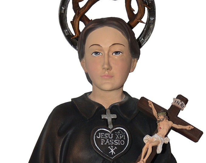 Statue of Santa Gemma Galgani carved in Val Gardena wood and hand decorated of Italian artisan production