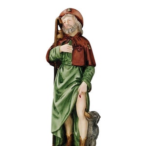 Statue of Saint Roch of Montpellier cm 20 (7.87 inches) in marble resin hand decorated of Italian artisan production