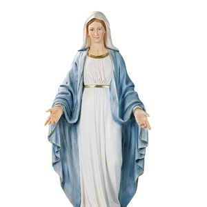 Statue of the Miraculous Madonna cm 60 (23.6 inches) in marble resin decorated by hand, handcrafted in Italy