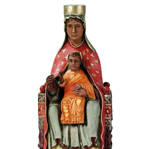 Estatua de la Virgen del Tíndari decorada a mano en mármol de resina de producción artesanal italiana