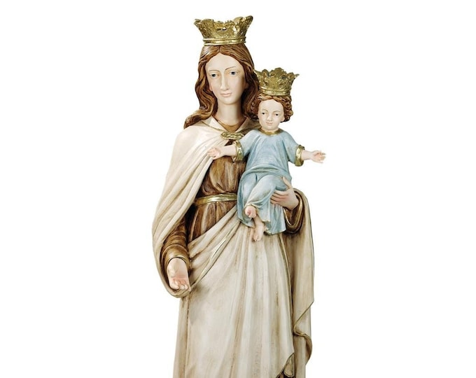 Statue madonna del Carmine cm 107 (42,12 inches) in resin marble decorated by hand of Italian artisan production