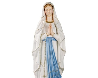 Madonna Lourdes Statue 110 cm (43.30 inches) in hand-decorated resin marble, Italian artisan production