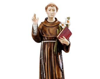 Statue of St. Anthony of Padua cm 80 (31,49 inches) in resin marble decorated by hand of Italian artisan production