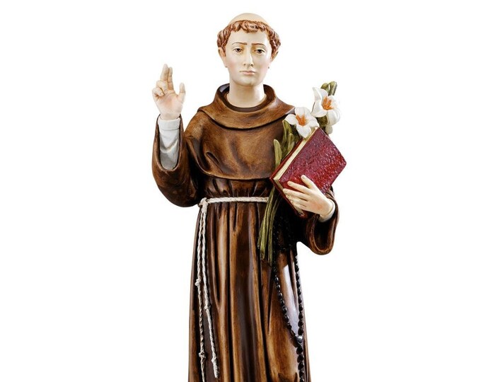 Statue of St. Anthony of Padua cm 80 (31,49 inches) in resin marble decorated by hand of Italian artisan production