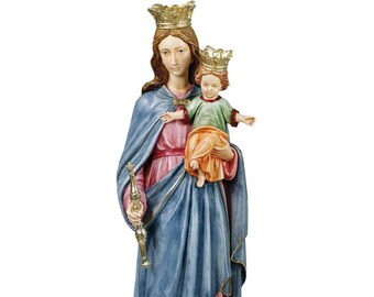 Our Lady Help of Christians statue cm 107 (42,12 inches) in hand-decorated resin marble of Italian artisan production