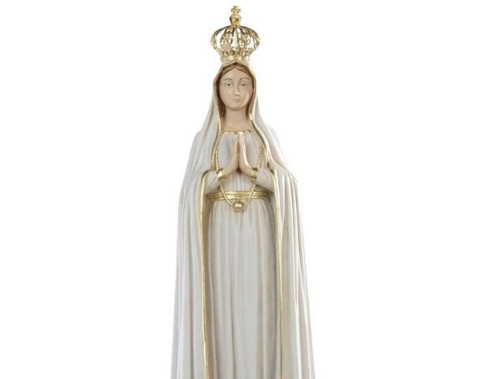 Statue of Our Lady of Fatima cm 69 (27.16 inches) in hand-decorated resin marble of Italian craftsmanship