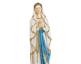 Madonna Lourdes statue cm 30 (11.81 inches) in marble resin hand decorated, Italian artisan production