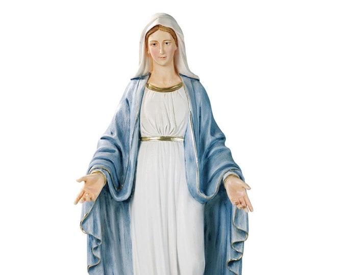 Statue of the Miraculous Madonna cm 60 (23.6 inches) in marble resin decorated by hand, handcrafted in Italy
