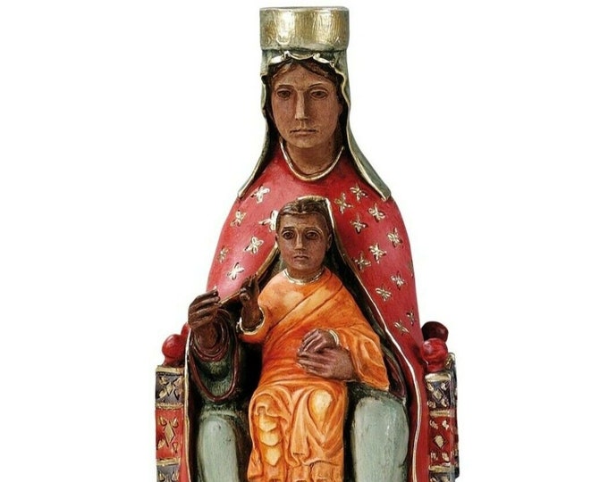 Statue of the Madonna del Tindari marble resin full hand decorated of Italian artisan production