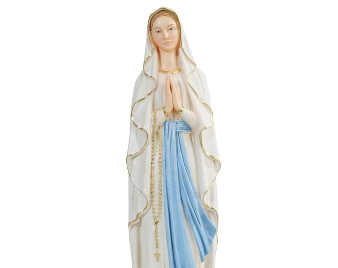 Madonna Lourdes statue cm 42 (16.53 inches) in marble resin hand decorated, Italian artisan production