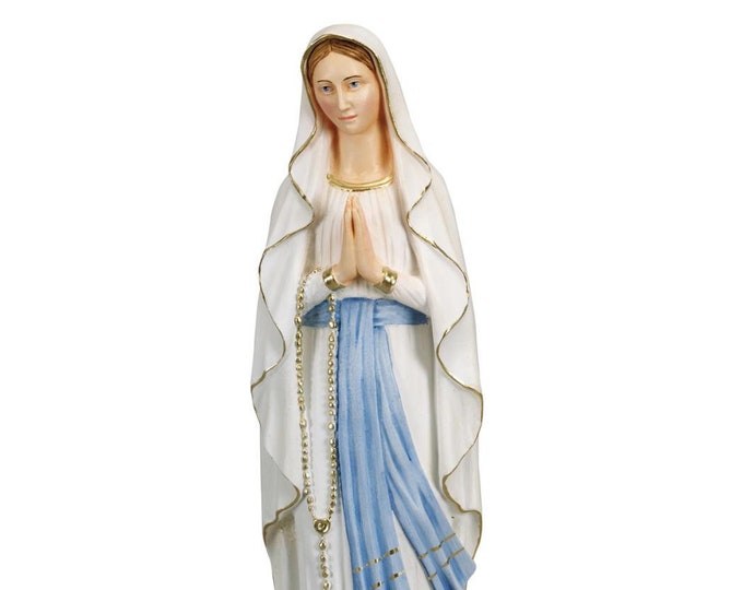 Madonna Lourdes Statue 50 cm (19.68 inches) in hand-decorated resin marble, Italian artisan production