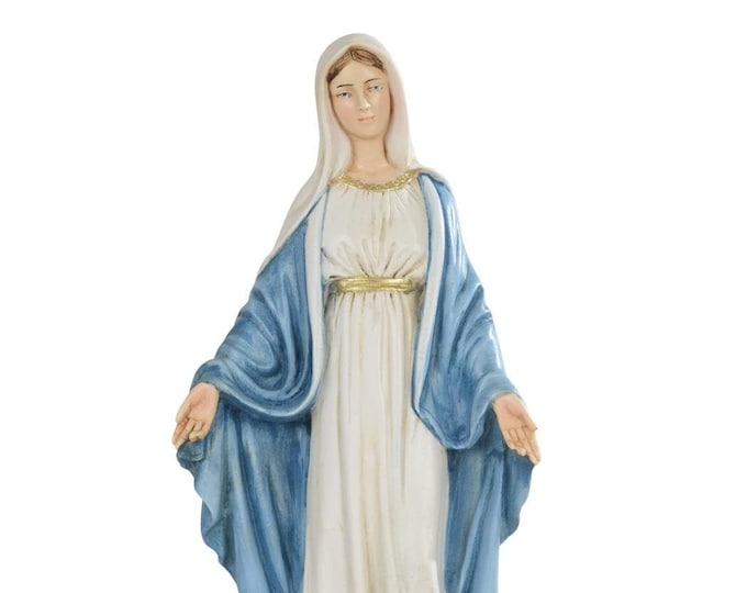 Miraculous Madonna Statue 41 cm (16.14 inches) in hand-decorated resin marble, Italian artisan production