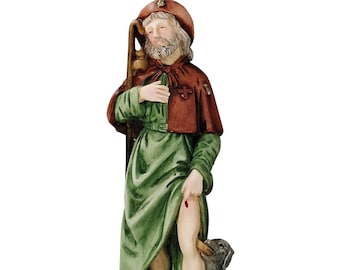 Statue of Saint Roch of Montpellier cm 20 (7.87 inches) in marble resin hand decorated of Italian artisan production