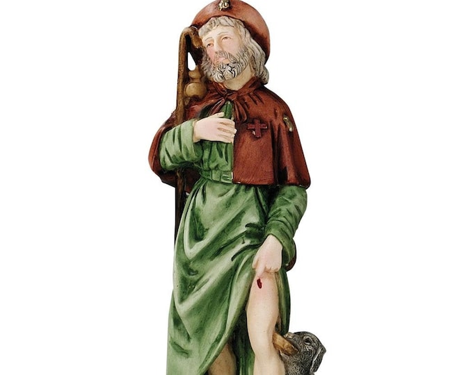 Statue of Saint Roch of Montpellier cm 20 (7.87 inches) in marble resin hand decorated of Italian artisan production