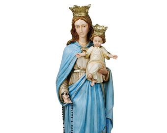 Statue of Our Lady of the Rosary cm 107 (42.12 inches) in marble resin decorated by hand, handcrafted in Italy