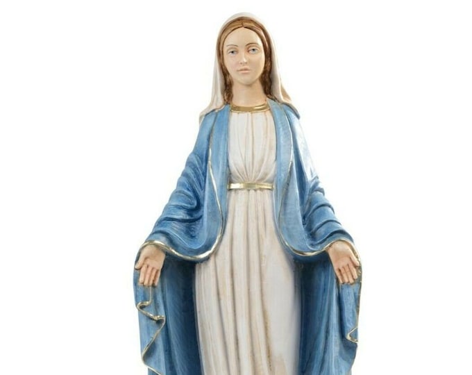 Statue of the Miraculous Madonna cm 40 (15,75 inches) in resin marble decorated by hand of Italian artisan production