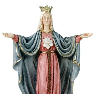 Statue of the Madonna Mediatrix cm 31,5 (12,40 inches) in hand-decorated resin marble of Italian artisan production