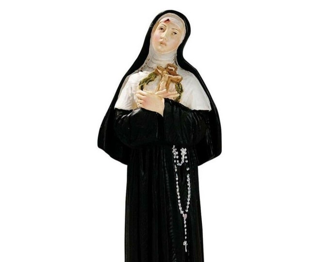 Statue of Saint Rita of Cascia cm 23 (9.05 inches) in marble resin hand decorated, Italian artisan production