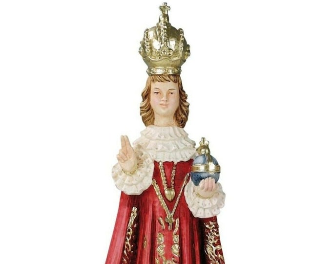 Statue of Baby Jesus of Prague 25 cm (9.84 inches) in hand-decorated resin marble, Italian artisan production