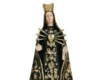 Our Lady of Sorrows Statue 28 cm (11.02 inches) in hand-decorated resin marble, Italian artisan production