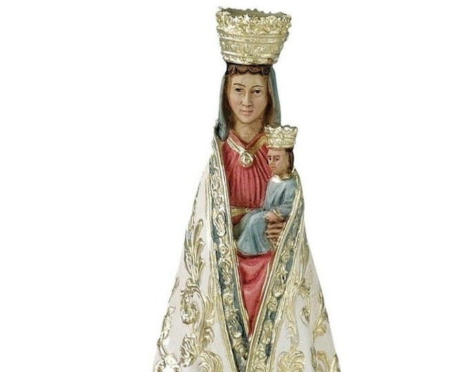 Statue of the Madonna of Crea in hand-decorated full resin marble of Italian artisan production