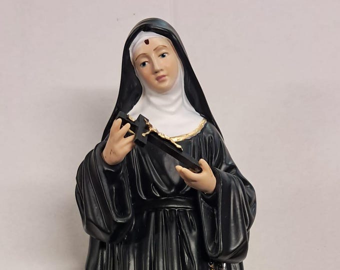 Statue of Saint Rita of Cascia 30 cm (11.81 inches) in marble resin full decorated by hand, Italian artisan production