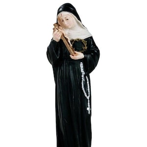 Statue of Saint Rita of Cascia cm 15 ( 5.90 inches) in hand-decorated resin marble of Italian artisan production