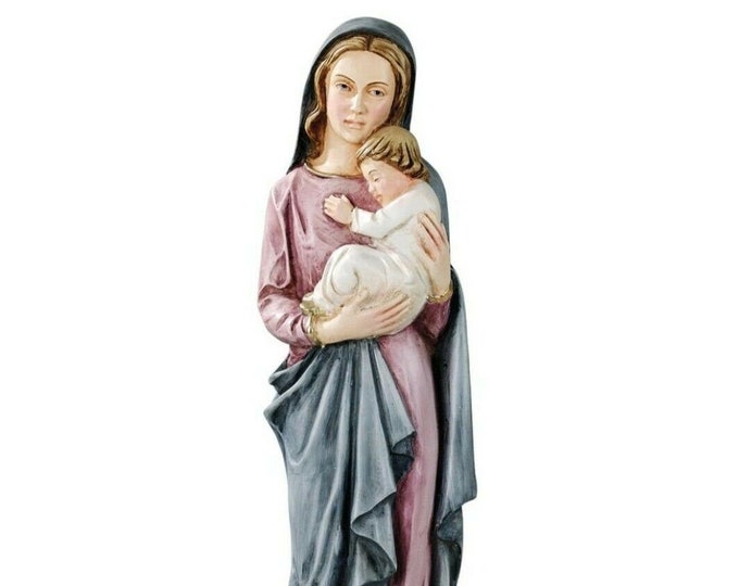 Statue Madonna with child cm 50 (19.68 inches) in hand-decorated resin marble of Italian craftsmanship