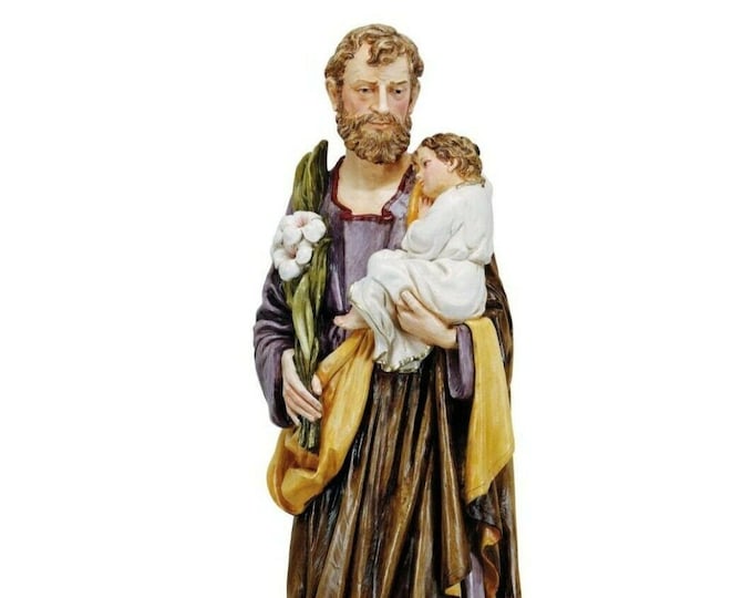 Statue of Saint Joseph cm 60 (23.62 inches) in marble resin hand decorated, Italian artisan production