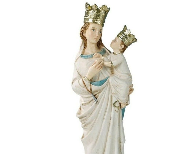 Statue of the Holy Virgin Mary of Trapani 33 cm (12.99 inches) in hand-decorated resin marble of Italian artisan production