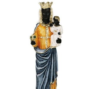 Statue of the Madonna of Oropa in marble resin hand decorated by hand of Italian artisan production various sizes
