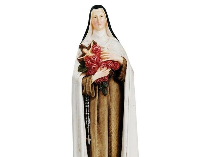 Saint Teresa statue cm 20 (7,87 inches) in hand-decorated resin marble of Italian artisanal production